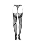 Collant Neri a Rete con Motivo a Strisce Ondulate e Cavallo Aperto S336 | Obsessive 191790