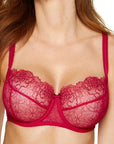 Reggiseno Morbido con Ricami Floreali e Ferretto Pamela Rosso