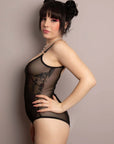 Body Brie nero in rete trasparente - ILONI by DILAN - The Game Lingerie