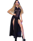 CHILIROSE - CR 4685 ABITO LUNGO CON CAPPUCCIO NERO M - CHILIROSE DRESSES - Intimo per le occasioni speciali | The Game Lingerie