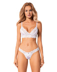 Completo Sexy Bianco in Mesh con Ricami Floreali e Perizoma Heavenlly | Obsessive 180767 - Obsessive - Intimo per le occasioni speciali | The Game Lingerie