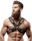 FETISH SUBMISSIVE ATTITUDE - IMBRACATURA IN ECOPELLE CON PETTO INCROCIATO DA UOMO CON RIVETTI - FETISH SUBMISSIVE ATTITUDE - Intimo per le occasioni speciali | The Game Lingerie