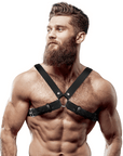 FETISH SUBMISSIVE ATTITUDE - IMBRACATURA REGOLABILE IN ECOPELLE PER UOMO CON INCROCIO PER BULLDOG - FETISH SUBMISSIVE ATTITUDE - Intimo per le occasioni speciali | The Game Lingerie