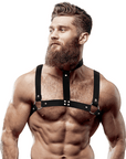 FETISH SUBMISSIVE ATTITUDINE - IMBRACATURA REGOLABILE IN ECOPELLE CON COLLANA PER UOMO - FETISH SUBMISSIVE ATTITUDE - Intimo per le occasioni speciali | The Game Lingerie