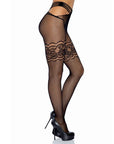 LEG AVENUE - BAS RÉSEILLE AVEC COLLANTS FENDUS ET DENTELLE TAILLE UNIQUE