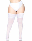 LEG AVENUE - BAS STAY-UPS BLANCS TRANSPARENTS GRANDE TAILLE