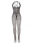 SUBBLIME - 951788 BODYSTOCKING LUNGO A RETE CON SPALLINE SU PETTO E SCHIENA NERO TAGLIA UNICA