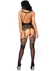LEG AVENUE - BODYSTOCKING ROSE À BRETELLES TAILLE UNIQUE