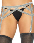LEG AVENUE - CEINTURE ÉLASTIQUE EN LUREX ARGENT TAILLE UNIQUE