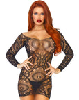 LEG AVENUE - MINI ROBE EN DENTELLE À MANCHES LONGUES TAILLE UNIQUE