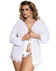 SUBBLIME - QUEEN PLUS BABYDOLL BIANCO CON FRANGE