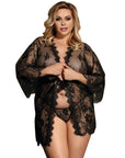 SUBBLIME - QUEEN PLUS LACE PEIGNOIR MANICHE SVASATE