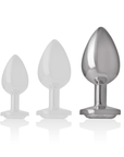 INTENSE - PLUG ANALE IN METALLO ALLUMINIO CON CRISTALLO ARGENTO MISURA L - INTENSE ANAL TOYS - Intimo per le occasioni speciali | The Game Lingerie