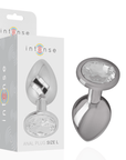 INTENSE - PLUG ANALE IN METALLO ALLUMINIO CON CRISTALLO ARGENTO MISURA L - INTENSE ANAL TOYS - Intimo per le occasioni speciali | The Game Lingerie