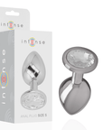 INTENSE - PLUG ANALE IN METALLO ALLUMINIO CON CRISTALLO ARGENTO MISURA S - INTENSE ANAL TOYS - Intimo per le occasioni speciali | The Game Lingerie