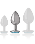 INTENSE - PLUG ANALE IN METALLO ALLUMINIO CON VETRO BLU TAGLIA M - INTENSE ANAL TOYS - Intimo per le occasioni speciali | The Game Lingerie