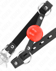 KINK - BALL 4 CM GAG CON SERRATURA SFERA ROSSA CINTURINO NERO 60 x 2 CM - KINK COLLAR & GAG - Intimo per le occasioni speciali | The Game Lingerie