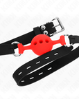 KINK - BAVAGLIO IN SILICONE INTERO 55 x 2 CM CON SFERA DA 4 CM MISURA S ROSSO REGOLABILE 35 - 51 CM - KINK COLLAR & GAG - Intimo per le occasioni speciali | The Game Lingerie
