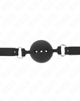 KINK - BAVAGLIO IN SILICONE INTERO 55 x 2 CM CON SFERA DA 4,5 CM MISURA M NERO REGOLABILE 35 - 51 CM - KINK COLLAR & GAG - Intimo per le occasioni speciali | The Game Lingerie