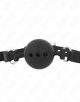 KINK - BAVAGLIO IN SILICONE INTERO 55 x 2 CM CON SFERA DA 4,5 CM MISURA M NERO REGOLABILE 35 - 51 CM - KINK COLLAR & GAG - Intimo per le occasioni speciali | The Game Lingerie
