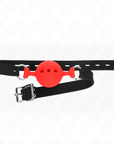 KINK - BAVAGLIO IN SILICONE INTERO 55 x 2 CM CON SFERA DA 4,5 CM MISURA M ROSSO REGOLABILE 35 - 51 CM - KINK COLLAR & GAG - Intimo per le occasioni speciali | The Game Lingerie