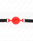 KINK - BAVAGLIO IN SILICONE INTERO 55 x 2 CM CON SFERA DA 4,5 CM MISURA M ROSSO REGOLABILE 35 - 51 CM - KINK COLLAR & GAG - Intimo per le occasioni speciali | The Game Lingerie