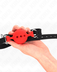KINK - BAVAGLIO IN SILICONE INTERO 55 x 2 CM CON SFERA DA 4,5 CM MISURA M ROSSO REGOLABILE 35 - 51 CM - KINK COLLAR & GAG - Intimo per le occasioni speciali | The Game Lingerie