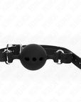 KINK - BAVAGLIO IN SILICONE INTERO 55 x 2 CM CON SFERA DA 5 CM MISURA L NERO REGOLABILE 35 - 51 CM - KINK COLLAR & GAG - Intimo per le occasioni speciali | The Game Lingerie