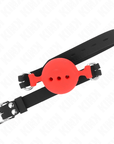 KINK - BAVAGLIO IN SILICONE INTERO 55 x 2 CM CON SFERA DA 5 CM MISURA L ROSSO REGOLABILE 35 - 51 CM - KINK COLLAR & GAG - Intimo per le occasioni speciali | The Game Lingerie
