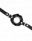 KINK - BAVAGLIO LIP 8 CM CON CINTURINO IN SIMILPELLE NERA 63 x 2 CM REGOLABILE 39 - 58 CM - KINK COLLAR & GAG - Intimo per le occasioni speciali | The Game Lingerie