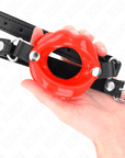 KINK - BAVAGLIO LIP 8 CM CON CINTURINO IN SIMILPELLE ROSSO 63 x 2 CM REGOLABILE 39 - 58 CM - KINK COLLAR & GAG - Intimo per le occasioni speciali | The Game Lingerie