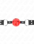 KINK - BAVAGLIO SFERA TRASPIRANTE 4 CM CON DOPPIO RIVETTO IN CUOIO 62,5 x 2,5 CM REGOLABILE 42 - 58 CM - KINK COLLAR & GAG - Intimo per le occasioni speciali | The Game Lingerie