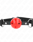 KINK - BAVAGLIO SFERA TRASPIRANTE 4 CM CON DOPPIO RIVETTO IN CUOIO 62,5 x 2,5 CM REGOLABILE 42 - 58 CM - KINK COLLAR & GAG - Intimo per le occasioni speciali | The Game Lingerie