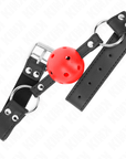 KINK - BAVAGLIO SFERA TRASPIRANTE 4 CM CON DOPPIO RIVETTO IN CUOIO 62,5 x 2,5 CM REGOLABILE 42 - 58 CM - KINK COLLAR & GAG - Intimo per le occasioni speciali | The Game Lingerie