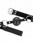 KINK - BAVAGLIO SFERA TRASPIRANTE 4 CM CON DOPPIO RIVETTO MODELLO 1 NERO 62,5 x 2,5 CM REGOLABILE 42 - 58 CM - KINK COLLAR & GAG - Intimo per le occasioni speciali | The Game Lingerie