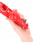 KINK - BAVAGLIO SFERA TRASPIRANTE 4 CM CON DOPPIO RIVETTO MODELLO 1 ROSSO 62,5 x 2,5 CM REGOLABILE 42 - 58 CM - KINK COLLAR & GAG - Intimo per le occasioni speciali | The Game Lingerie