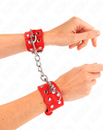 KINK - BRACCIALI CON DOPPIA LINEA DI BORCHIE REGOLABILI ROSSO - KINK WRIST RESTRAINT - Intimo per le occasioni speciali | The Game Lingerie