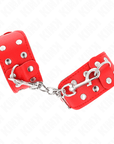 KINK - BRACCIALI CON DOPPIA LINEA DI BORCHIE REGOLABILI ROSSO - KINK WRIST RESTRAINT - Intimo per le occasioni speciali | The Game Lingerie