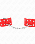 KINK - BRACCIALI CON DOPPIA LINEA DI BORCHIE REGOLABILI ROSSO - KINK WRIST RESTRAINT - Intimo per le occasioni speciali | The Game Lingerie