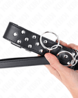 KINK - COLLANA CON CINTURINO AD ANELLO RIVETTO CON CINTURA 65 CM NERO REGOLABILE 36 - 50 CM X 3,8 CM - KINK COLLAR & GAG - Intimo per le occasioni speciali | The Game Lingerie