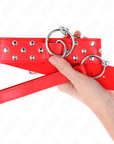 KINK - COLLANA CON CINTURINO AD ANELLO RIVETTO CON CINTURA 65 CM ROSSO REGOLABILE 36 - 50 CM X 3,8 CM - KINK COLLAR & GAG - Intimo per le occasioni speciali | The Game Lingerie