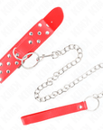 KINK - COLLANA CON CINTURINO AD ANELLO RIVETTO CON CINTURA 65 CM ROSSO REGOLABILE 36 - 50 CM X 3,8 CM - KINK COLLAR & GAG - Intimo per le occasioni speciali | The Game Lingerie