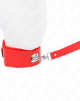 KINK - COLLANA CON GUINZAGLIO 116 CM CON BORCHIE IN ARGENTO MODELLO 4 ROSSO REGOLABILE 40 - 48 CM X 6 CM - KINK COLLAR & GAG - Intimo per le occasioni speciali | The Game Lingerie