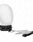 KINK - COLLANA CON GUINZAGLIO 65 CM CON BORCHIE IN ARGENTO MODELLO 1 REGOLABILE 36 - 43 CM X 5 CM - KINK COLLAR & GAG - Intimo per le occasioni speciali | The Game Lingerie