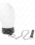 KINK - COLLANA CON GUINZAGLIO 65 CM CON BORCHIE IN ARGENTO MODELLO 5 REGOLABILE 36 - 43 CM X 5 CM - KINK COLLAR & GAG - Intimo per le occasioni speciali | The Game Lingerie