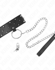 KINK - COLLANA CON GUINZAGLIO 65 CM CON BORCHIE IN ARGENTO MODELLO 5 REGOLABILE 36 - 43 CM X 5 CM - KINK COLLAR & GAG - Intimo per le occasioni speciali | The Game Lingerie