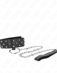 KINK - COLLANA CON GUINZAGLIO 65 CM CON BORCHIE IN ARGENTO MODELLO 5 REGOLABILE 36 - 43 CM X 5 CM - KINK COLLAR & GAG - Intimo per le occasioni speciali | The Game Lingerie