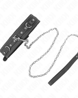 KINK - COLLANA IN PELLE PVC CON CINTURA 105 CM RIVETTO STRASS 41.5 X 4 CM - KINK COLLAR & GAG - Intimo per le occasioni speciali | The Game Lingerie