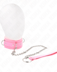 KINK - COLLARE CON GUINZAGLIO 65 CM CON RESTRIZIONI ROSA 36 - 42 CM X 5,5 CM - KINK COLLAR & GAG - Intimo per le occasioni speciali | The Game Lingerie