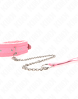 KINK - COLLARE CON GUINZAGLIO 65 CM CON RESTRIZIONI ROSA 36 - 42 CM X 5,5 CM - KINK COLLAR & GAG - Intimo per le occasioni speciali | The Game Lingerie